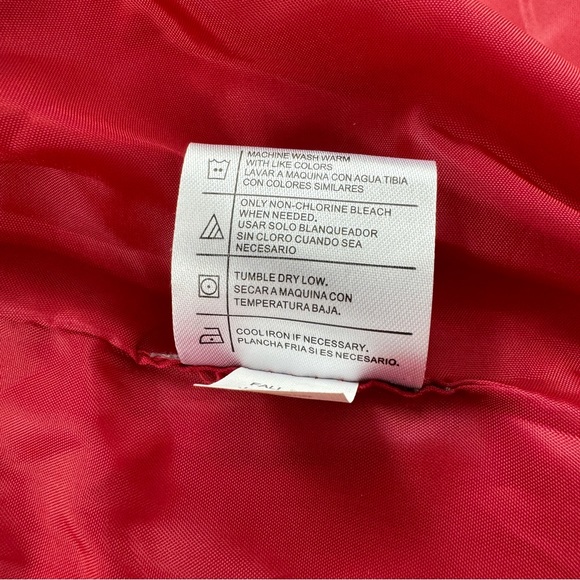 Gray Herringbone Zip Up Puffer Vest With Red Inner Lining 2 Exterior Pockets - Picture 12 of 12